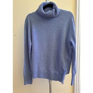 Vineyard Vines Turtleneck Sweater Size S Blue Fringe Wrap Made With Cashmere